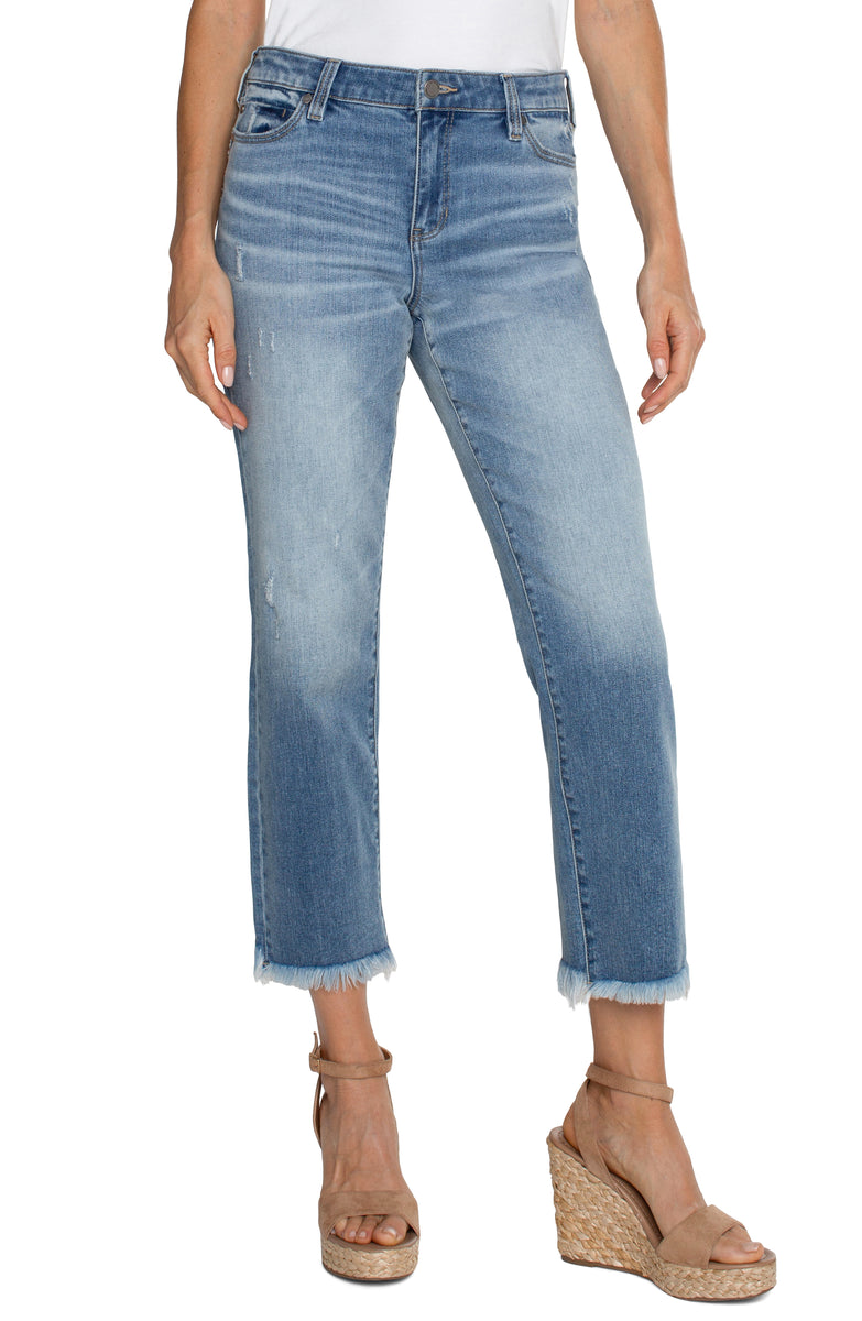 Kennedy Straight Crop Jean with Fray Hem - Ashmore