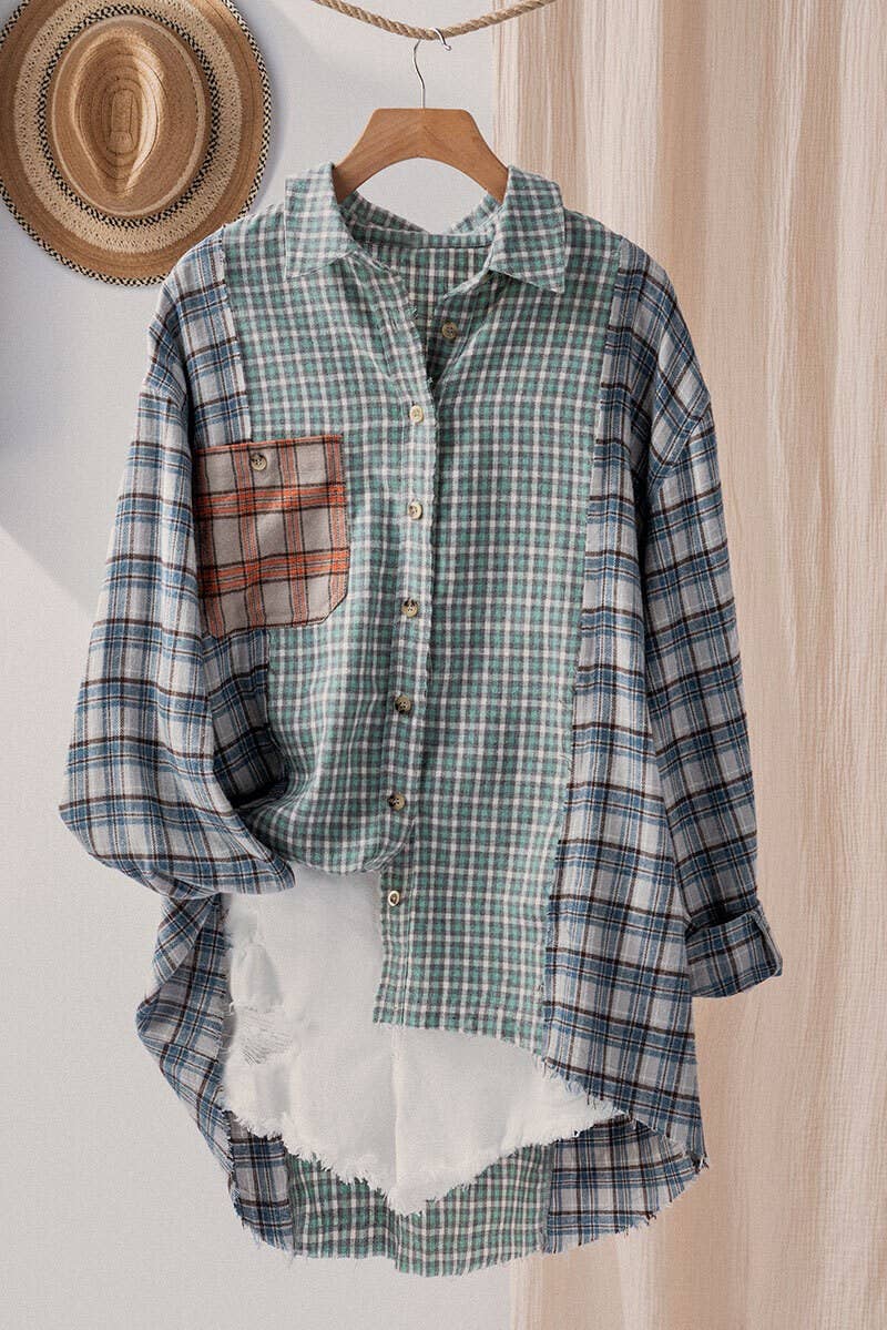 Papermoon - Mixed Plaid Oversized Shirt — Indigo Blues & Co.